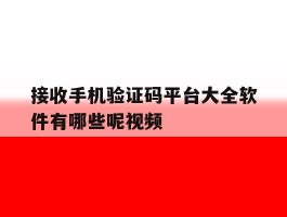 接收手机验证码平台大全软件有哪些呢视频