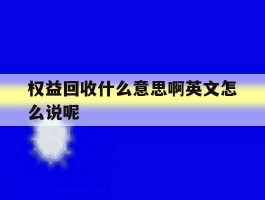 权益回收什么意思啊英文怎么说呢的简单介绍