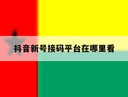 抖音新号接码平台在哪里看