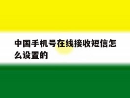 中国手机号在线接收短信怎么设置的