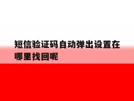 短信验证码自动弹出设置在哪里找回呢