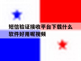 短信验证接收平台下载什么软件好用呢视频