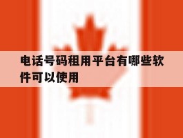电话号码租用平台有哪些软件可以使用