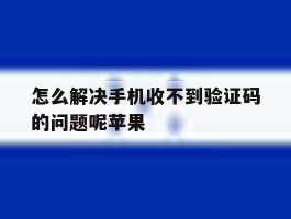 怎么解决手机收不到验证码的问题呢苹果