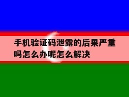 关于手机验证码泄露的后果严重吗怎么办呢怎么解决的信息