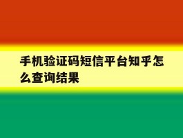 手机验证码短信平台知乎怎么查询结果