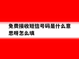 免费接收短信号码是什么意思呀怎么填