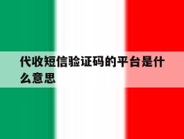代收短信验证码的平台是什么意思