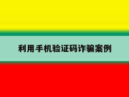 利用手机验证码诈骗案例