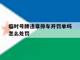 临时号牌违章停车开罚单吗怎么处罚