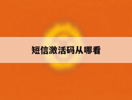 短信激活码从哪看
