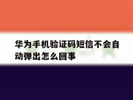 华为手机验证码短信不会自动弹出怎么回事