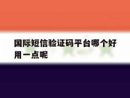 国际短信验证码平台哪个好用一点呢
