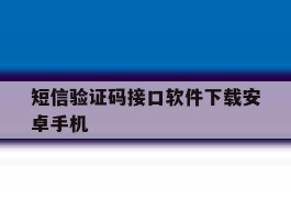 短信验证码接口软件下载安卓手机