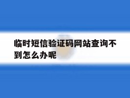 关于临时短信验证码网站查询不到怎么办呢的信息