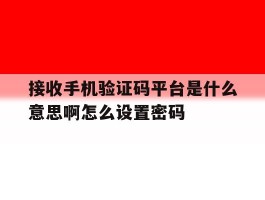 关于接收手机验证码平台是什么意思啊怎么设置密码的信息