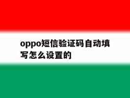 oppo短信验证码自动填写怎么设置的