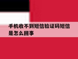 手机收不到短信验证码短信是怎么回事