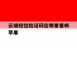 云端短信验证码在哪里看啊苹果