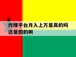 代理平台月入上万是真的吗还是假的啊
