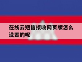 在线云短信接收网页版怎么设置的呢