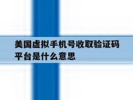 美国虚拟手机号收取验证码平台是什么意思
