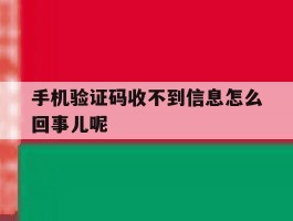 手机验证码收不到信息怎么回事儿呢