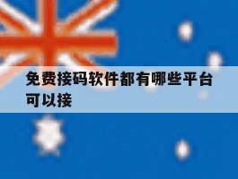 免费接码软件都有哪些平台可以接