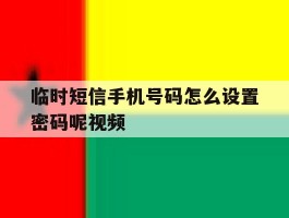 临时短信手机号码怎么设置密码呢视频