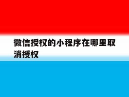 微信授权的小程序在哪里取消授权
