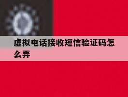 虚拟电话接收短信验证码怎么弄