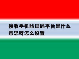接收手机验证码平台是什么意思呀怎么设置