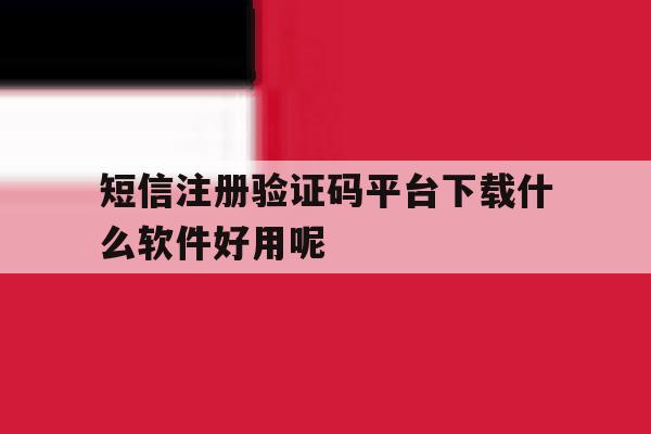 短信注册验证码平台下载什么软件好用呢