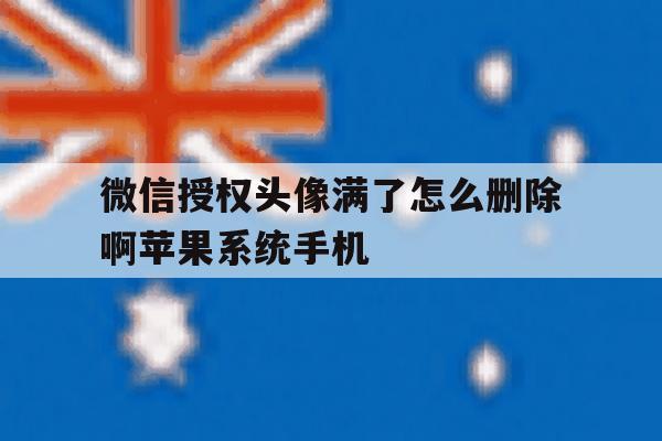 微信授权头像满了怎么删除啊苹果系统手机的简单介绍 微信授权头像满了怎么删除啊苹果系统手机的简单介绍