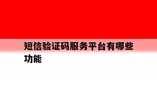 短信验证码服务平台有哪些功能 短信验证码服务平台有哪些功能