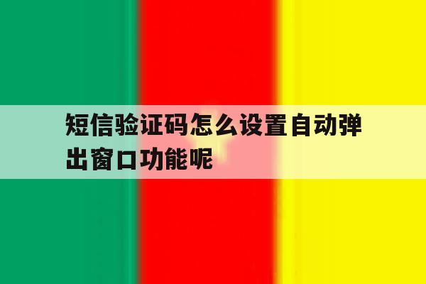 短信验证码怎么设置自动弹出窗口功能呢 短信验证码怎么设置自动弹出窗口功能呢