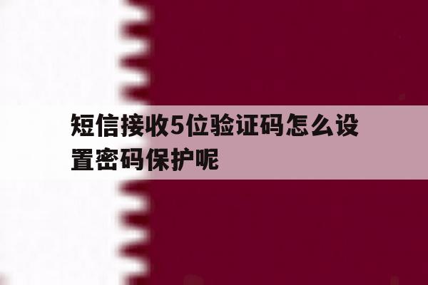短信接收5位验证码怎么设置密码保护呢 短信接收5位验证码怎么设置密码保护呢